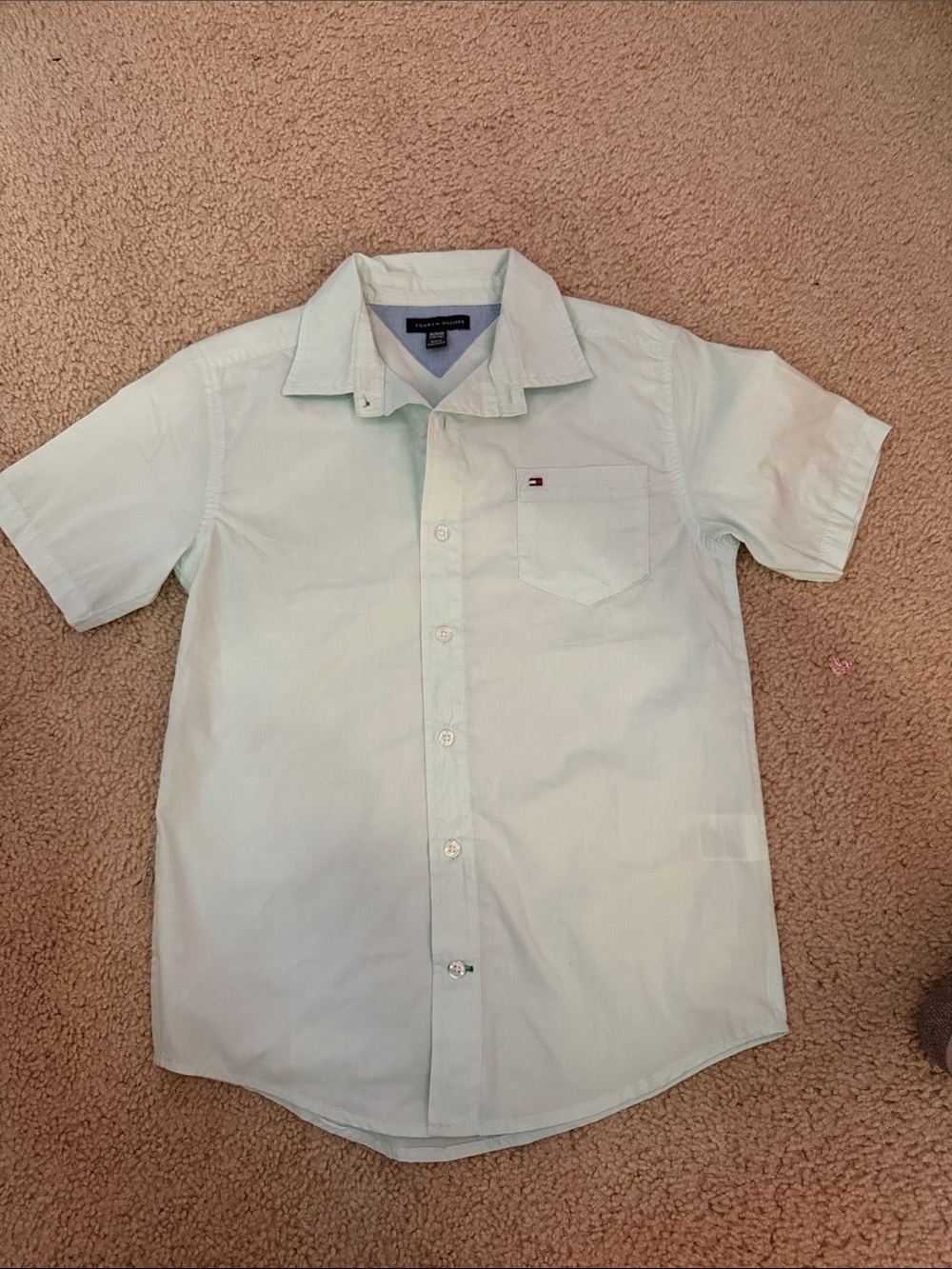 Tommy Hilfiger Light Mint Green Short-Sleeve Button-Down Shirt